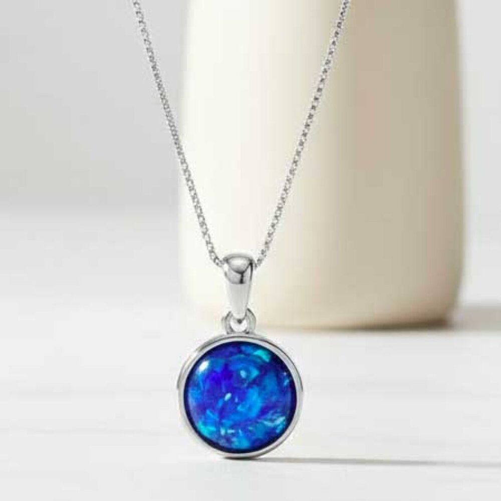 Blue Round Crystal Necklace
